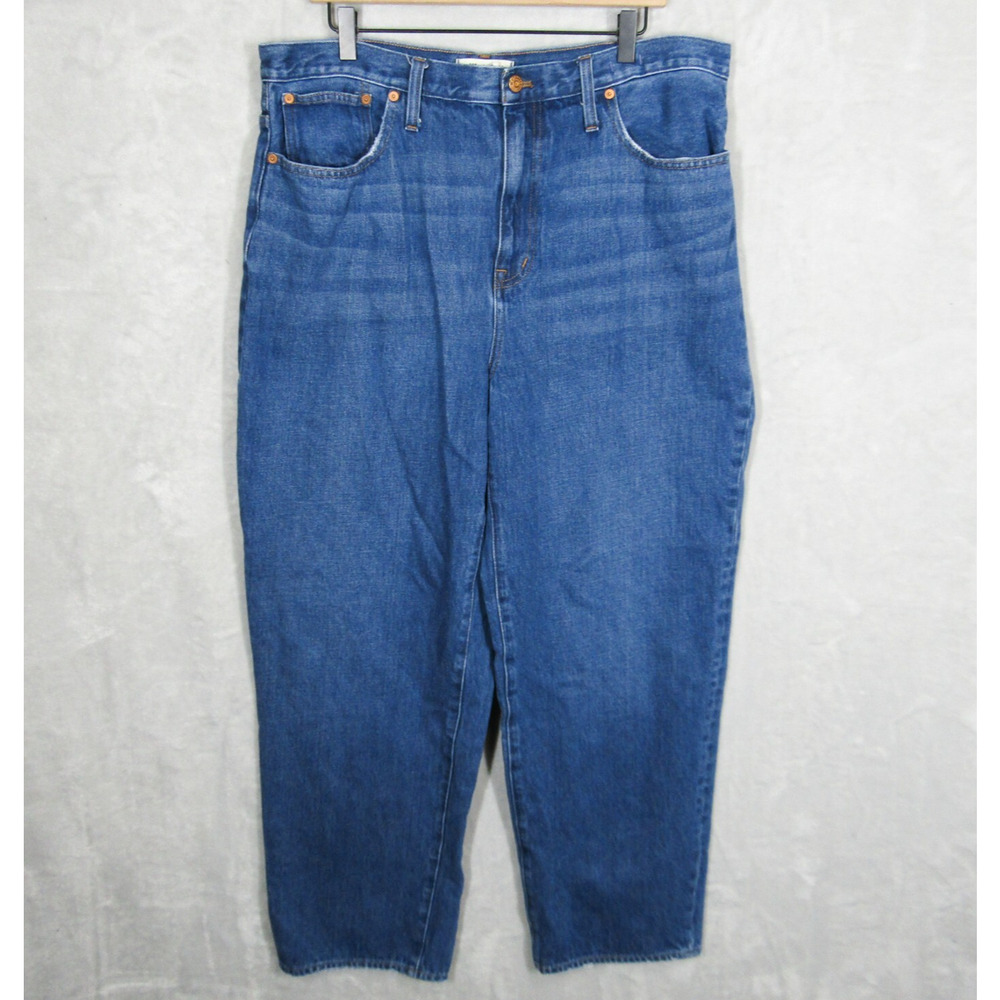 Madewell Baggy Straight Jeans Women's 33 Dark Blue Denim High Rise